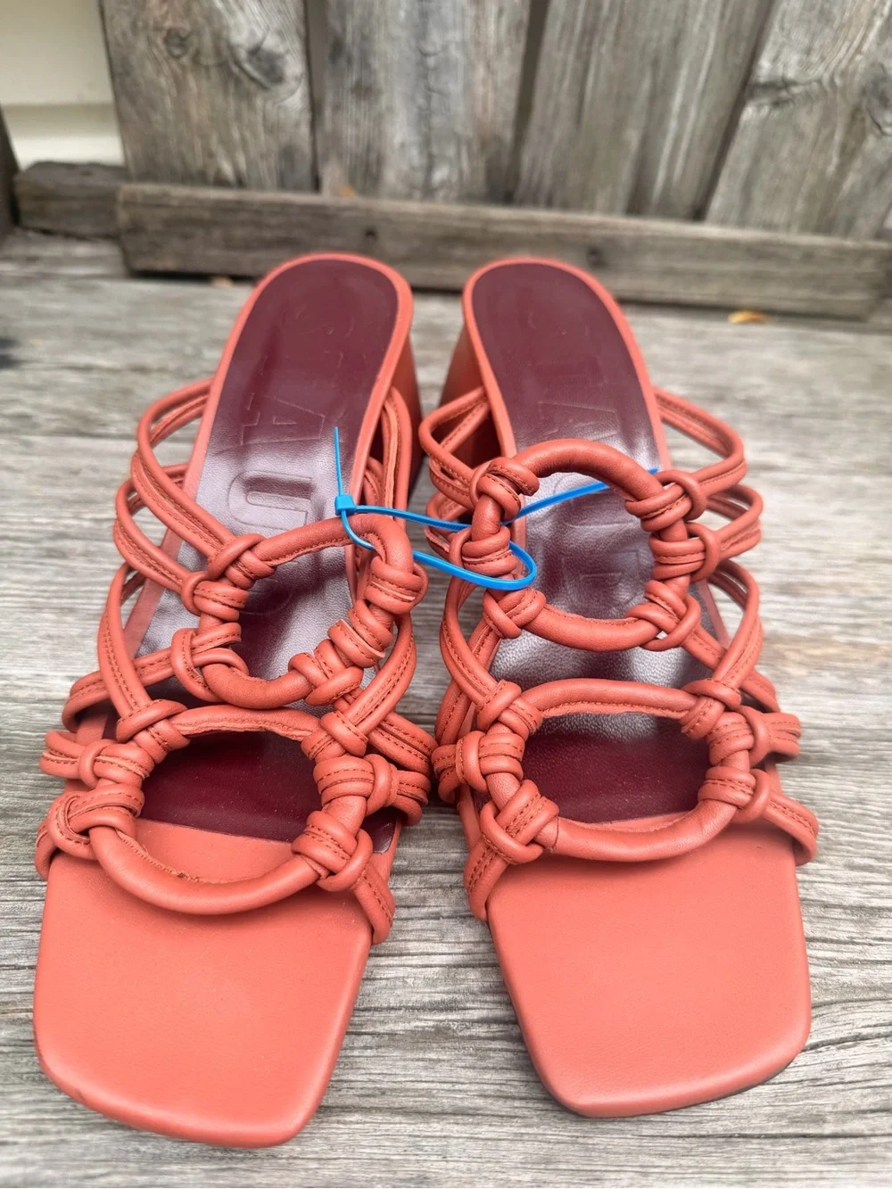 STAUD Adeline Knotted Block Heel Mule in Spice size 38 NWOT